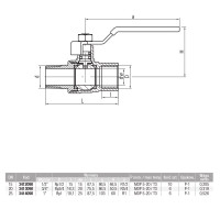 ZAWÓR KULOWY Valvex GAZ 3/4" ORION WZ RĄCZKA STAL - PEŁNO - 3413090 - 1