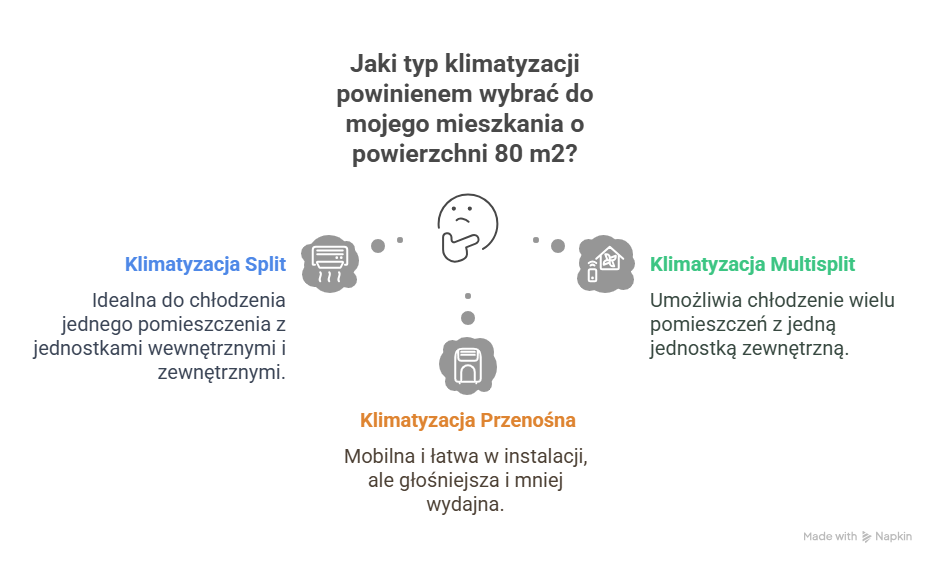 Rodzaje klimatyzacji do mieszkania 80 m2